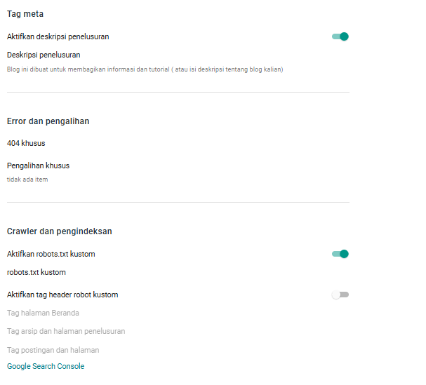 pengaturan meta tag seo